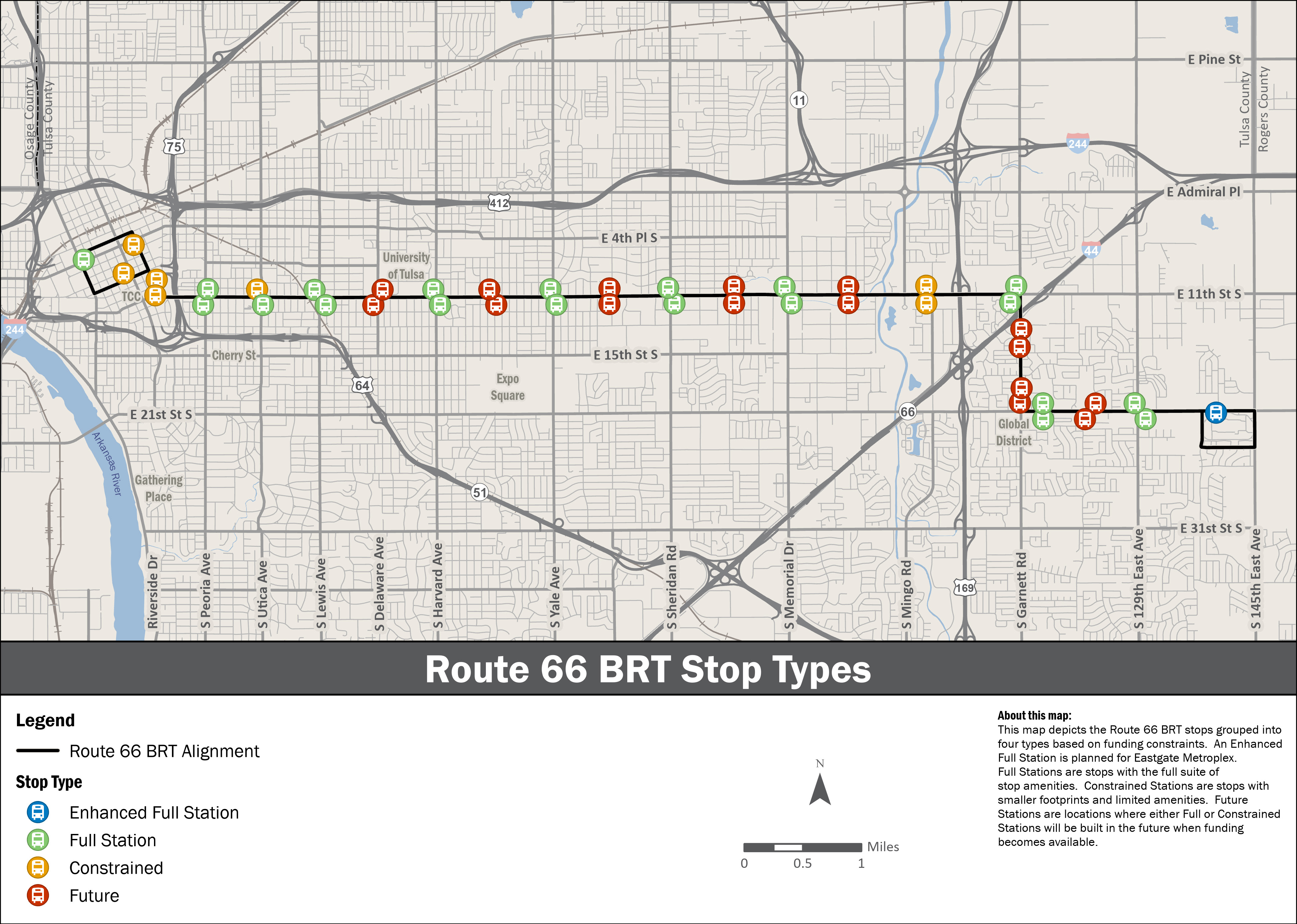 Route 66 BRT Stop Locations & Types