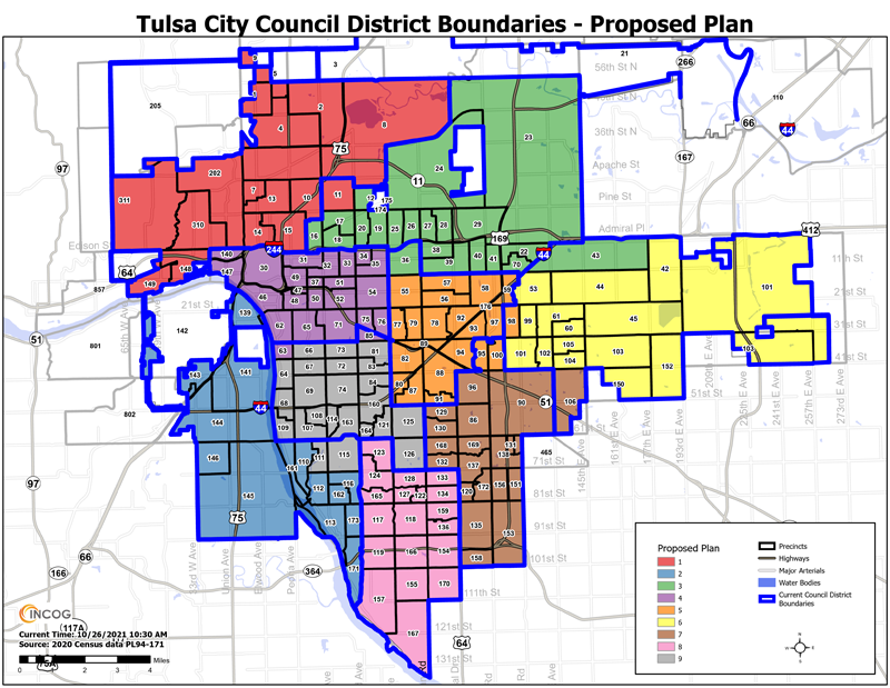 Map of proposed redistricting plan for the City of Tulsa