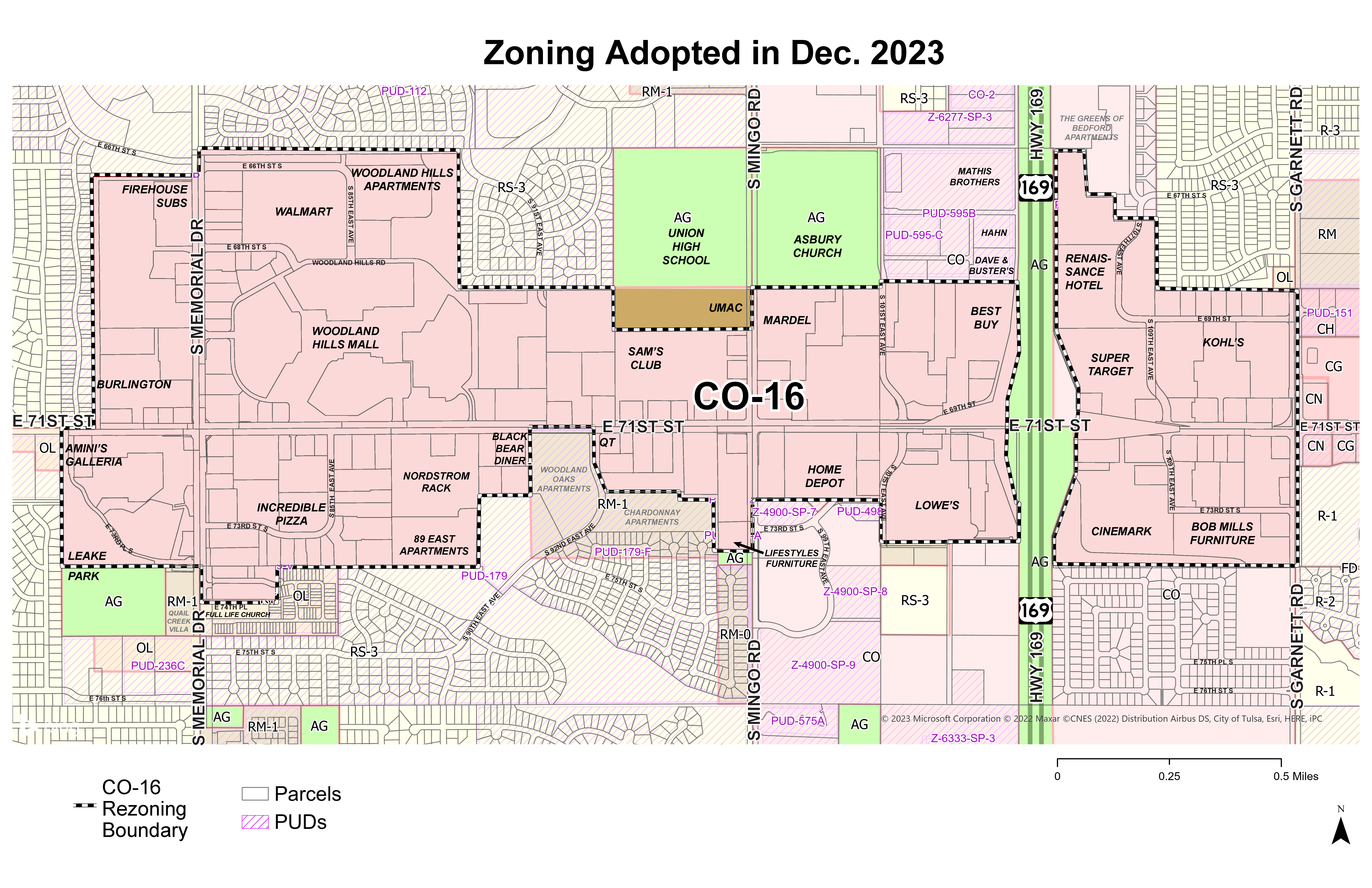 Map of Zoning along 71st Street Corridor adopted in December 2023